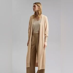 Esprit Linen Blend Long, Open Front Cardigan